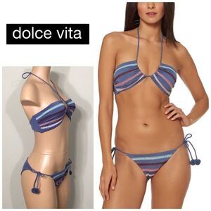 Dolce Vita blue embroidered bikini. NWT